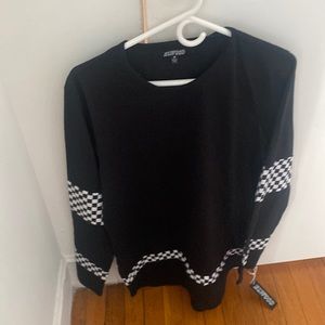 Black and checkered design long sleeve shirt